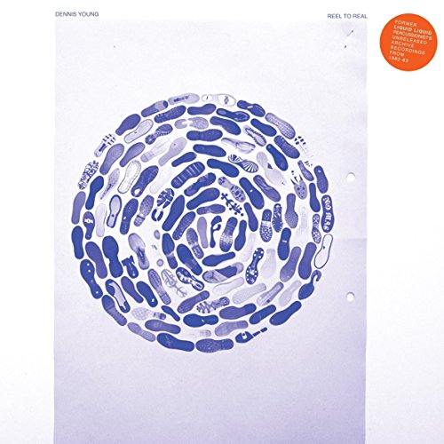 The image shows a vinyl record cover with a spiral design and orange sticker.