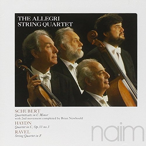 "CD cover featuring the Allegri String Quartet members holding their instruments."
