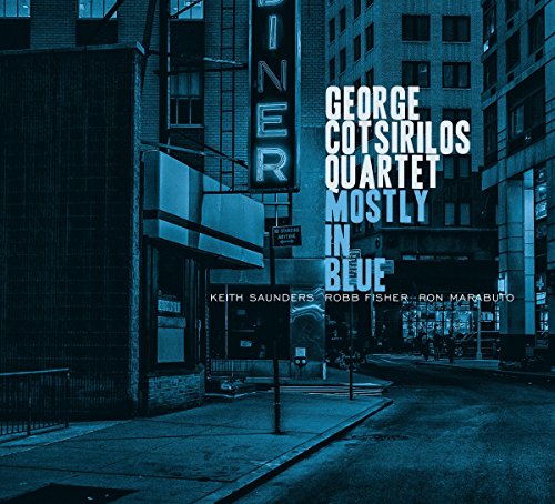 "CD cover with blue-toned city street scene and white text."