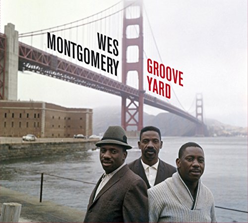 "CD cover with three men in suits in front of the Golden Gate Bridge."