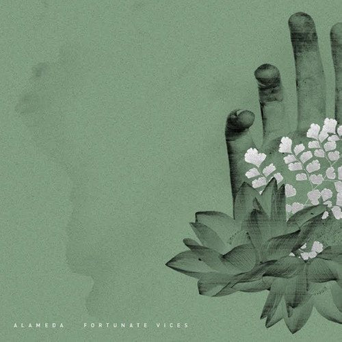 A green-toned album cover featuring a hand with flowers emerging from the palm.
