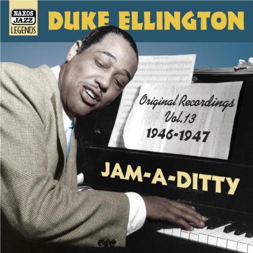 Album cover featuring Duke Ellington playing piano with sheet music and text overlay.