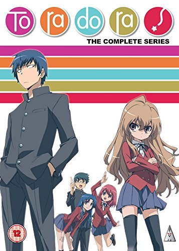 "Anime DVD cover featuring four characters and colorful title text on a white background."