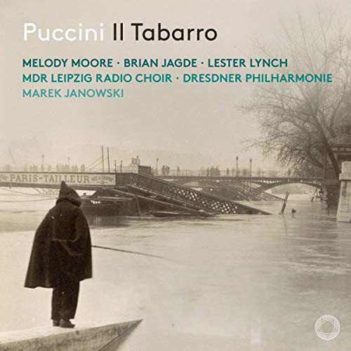 "Album cover with a man standing on a dock, foggy river scene, sepia-toned."
