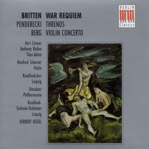 "CD cover with gray background, green text, and a painting of figures in distress."
