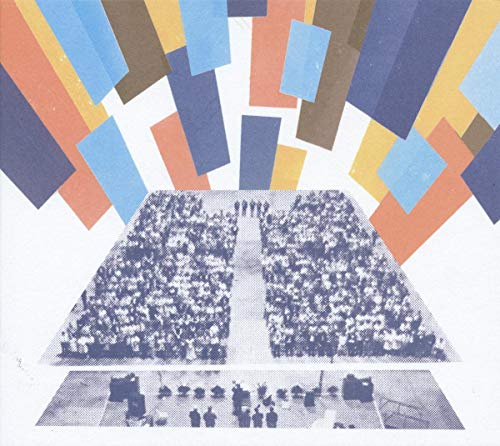 Vinyl record album cover featuring a black-and-white crowd image with colorful rectangles above.