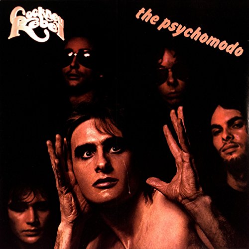 "Album cover with a man in front and four men behind him, dark background."