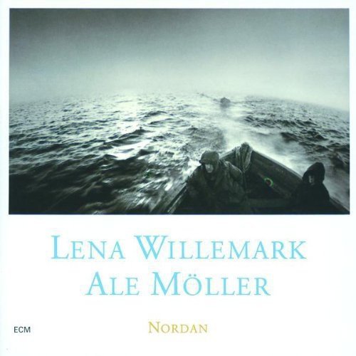 "Album cover featuring a black-and-white image of two people in a small boat."