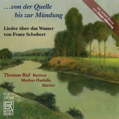 "CD cover with serene river landscape painting and German text."