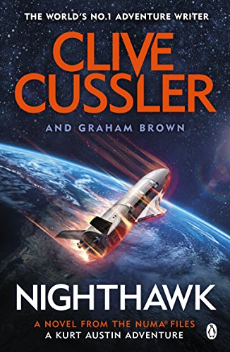 "Book cover featuring a silver spaceship flying above Earth with orange flames."