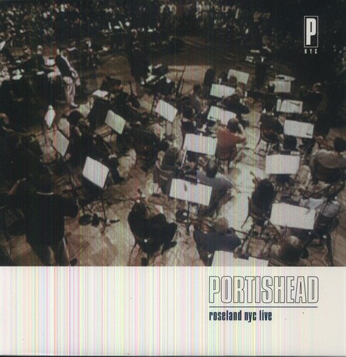 "Album cover with an orchestra on stage and audience, 'Portishead' and 'Roseland NYC Live' text."