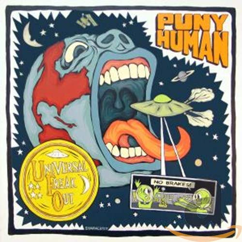 "Album cover art: cartoonish illustration of an open-mouthed planet being probed by a UFO."