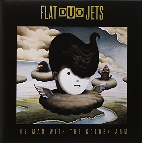 A vinyl record cover featuring a surreal illustration of a floating head.