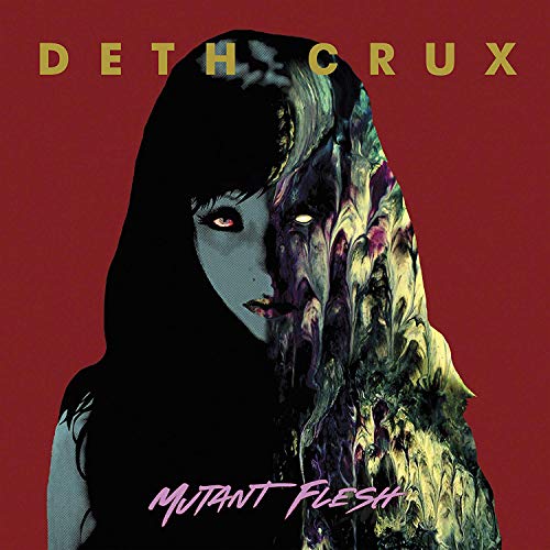 Album cover with a woman's face, half normal, half distorted, against a red background.