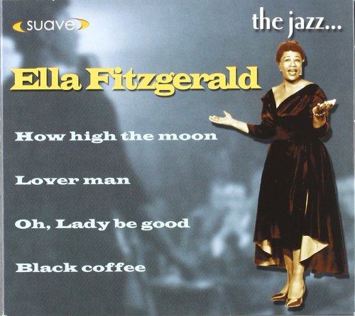 Ella Fitzgerald CD cover featuring a smiling woman in a black dress singing.
