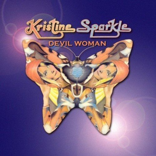 "Kristine Sparkle's 'Devil Woman' CD cover featuring a butterfly with multiple female faces."