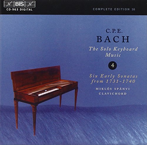CD cover featuring a clavichord on blue background with text describing the music content.