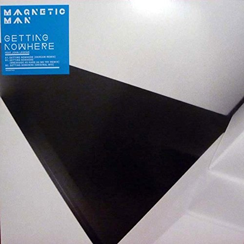 Vinyl record sleeve with blue label and white text, featuring a black vinyl record.