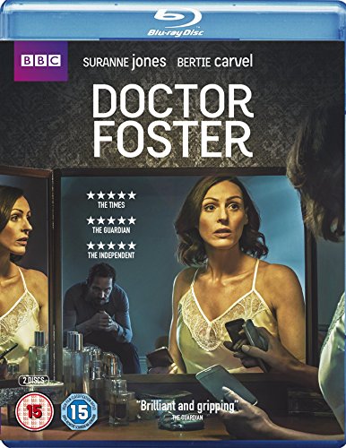 "Blu-ray case cover for 'Doctor Foster' featuring a woman looking in the mirror."