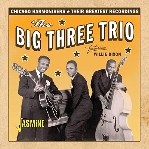 CD cover with three suited men playing instruments, yellow background, and stars.
