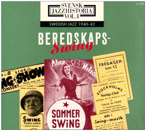 "Album cover with green background, ticket stubs, and 'Swedish Jazz History Vol. 4' text."