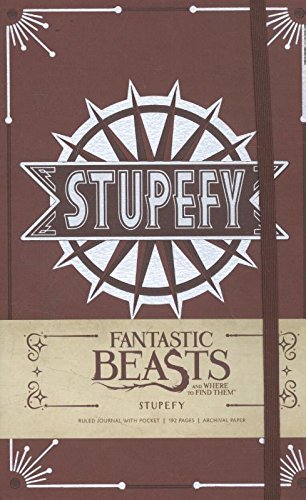 "Red and beige notebook cover with 'STUPEFY' logo and 'Fantastic Beasts' title."