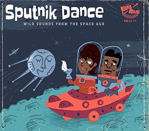 "CD cover art: cartoon astronauts in spaceship with planet, stars, and space debris."