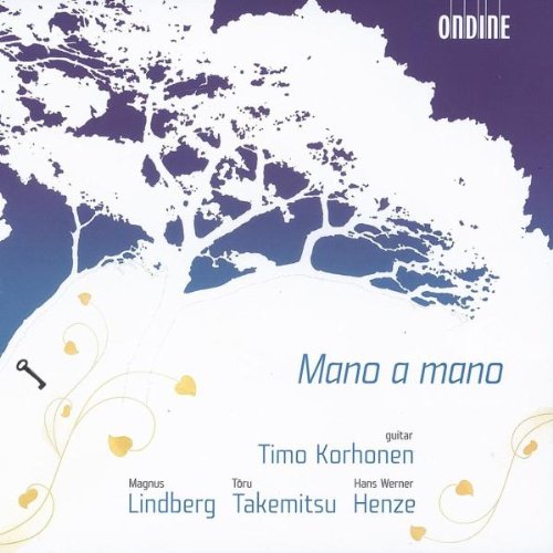 "CD cover with white tree silhouettes on blue background, blue and yellow text and designs."