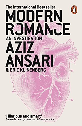 "Book cover with 'Modern Romance' title, pink anatomical heart, and author names in black text."