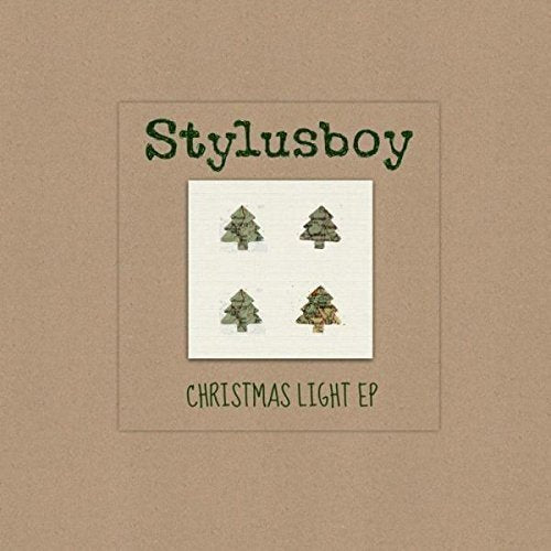 Brown album cover with "Stylusboy" in green, featuring four small Christmas trees.