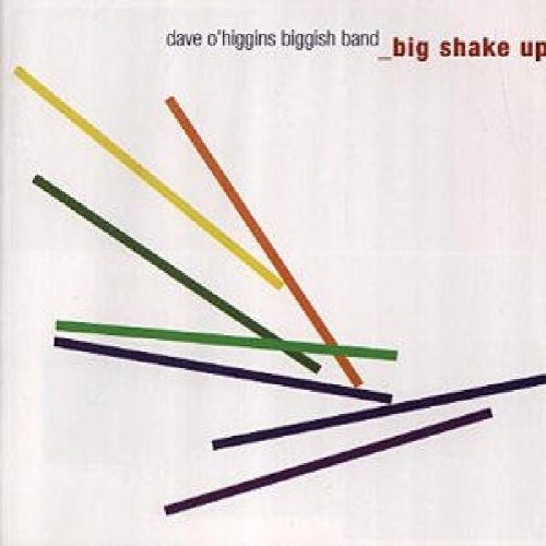 "Album cover with colorful lines on a white background, text at the top."