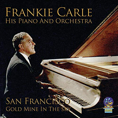 Album cover: man in suit playing grand piano, gold text on black background.