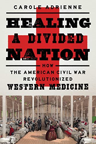 Book cover featuring a red cross, title text, and a historic Civil War hospital scene.