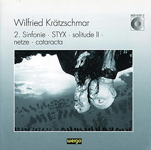 "CD cover with blue gradient background, black and white image of two upside-down faces."