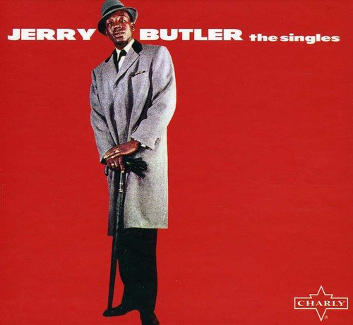 Album cover with Jerry Butler holding a cane, against a red background.