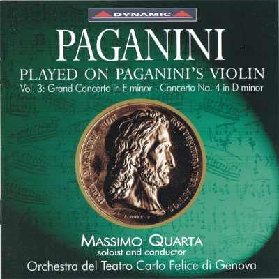 CD cover featuring Paganini's profile on a medal against a green background.