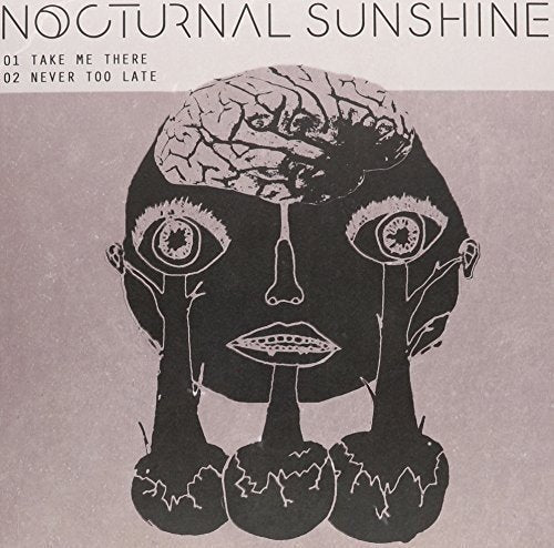 "Vinyl record cover featuring a black-and-white illustration of a face with cracked details."