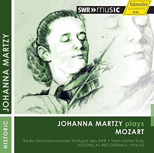 CD cover with sketch of violinist Johanna Martzy, green background, and white text.