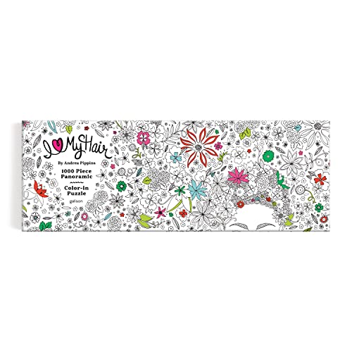 Galison 9780735375789 Andrea Pippins Flowers In Your Hair Colour-in Jigsaw Puzzle, Multicoloured, 1000 Pieces