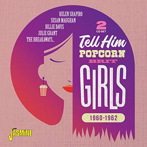 Pink album cover with a woman's face and "Tell Him Popcorn Brit Girls" text.