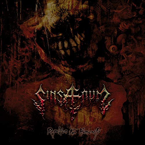 "Dark album cover with a skull and the text 'Sinsaenum' and 'Repulsion for Humanity'."