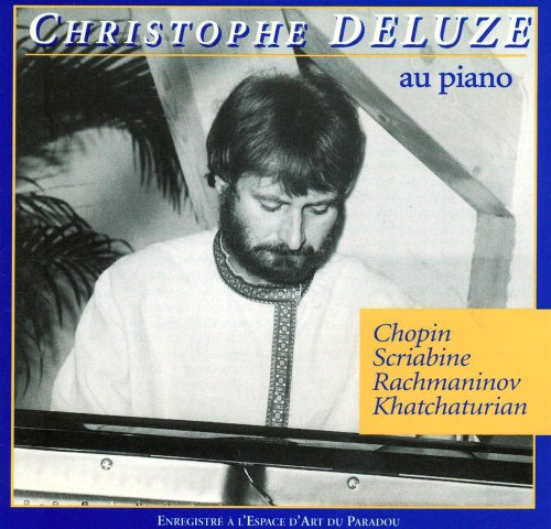 "CD cover with a man playing piano, surrounded by blue border and text."