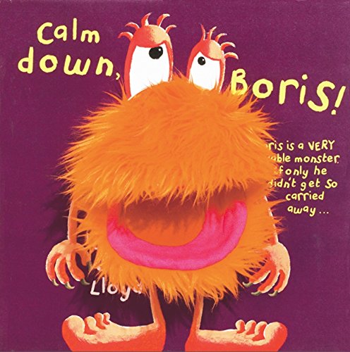 "Children's book cover featuring a cartoon orange monster with a large smile and purple background."
