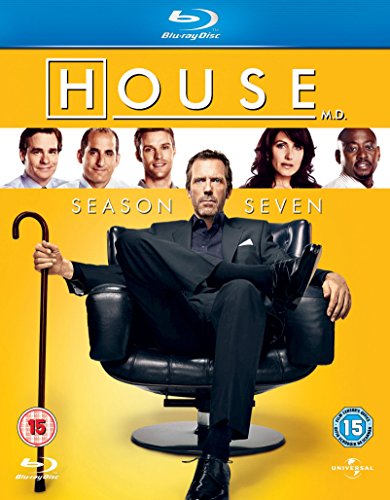 "Blu-ray cover for 'House MD Season 7' featuring a man in a chair."