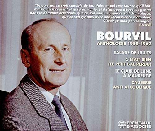 Bourvil CD cover featuring a man in a suit with white text overlay.