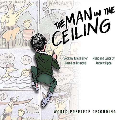 "The Man in the Ceiling" CD cover featuring cartoon man drawing on wall.