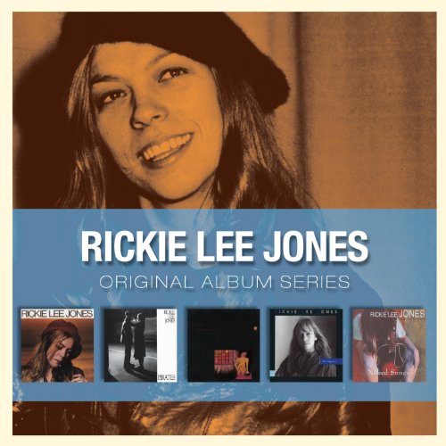 "Rickie Lee Jones album cover with five album covers displayed below her portrait."