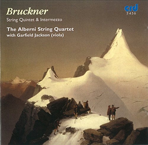 "CD cover featuring a painting of people on snowy mountains with text and logo."
