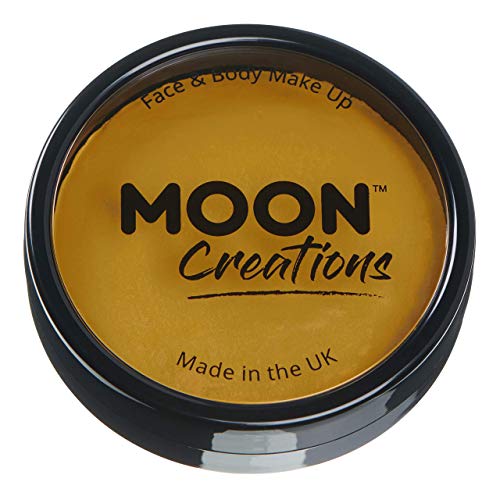Pro Face & Body Paint Cake Pots by Moon Creations - Mustard - Professional Water Based Face Paint Makeup for Adults, Kids - 36g
