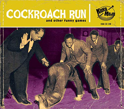"CD cover with men in suits playing a game, yellow and purple tones."